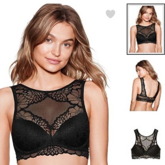 𝅺victoria's Secret Pink High Neck Push Up Bralette - Picture 1 of 9